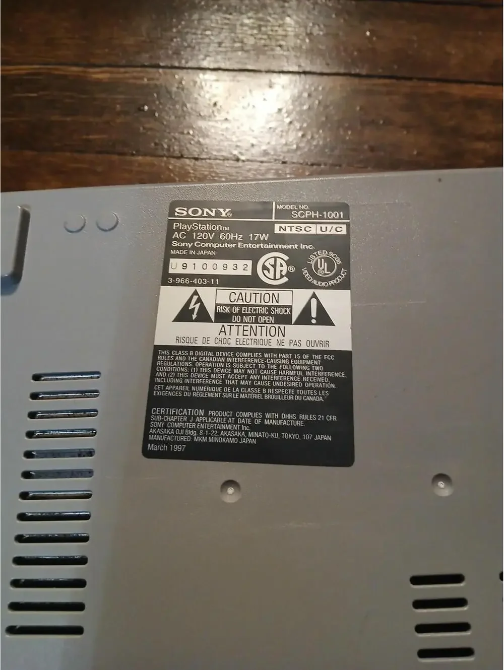 Playstation Console SCPH-1001 Broken Disk Drive And Opened Up Auidophile